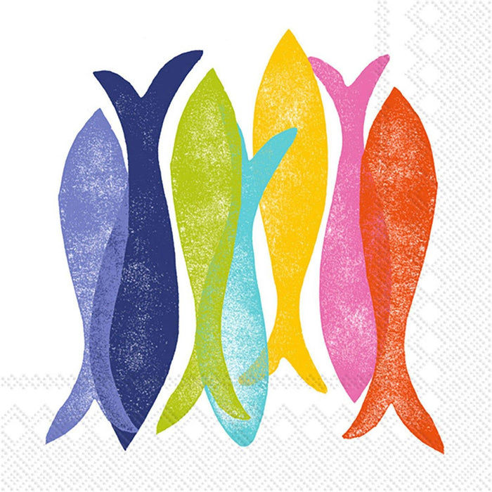 Hand Stamp Fish Cocktail Napkins