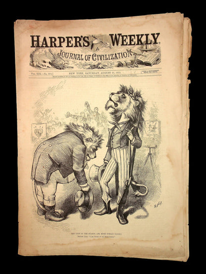 Harper's Weekly (Original 1800s Magazine) - August 21st, 1875 - Reconstruction Era