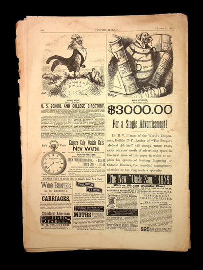 Harper's Weekly (Original 1800s Magazine) - August 21st, 1875 - Reconstruction Era