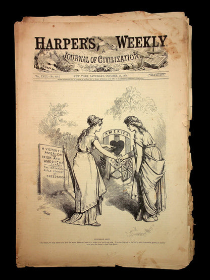 Harper's Weekly (Original 1800s Magazine) - October 17th, 1874 - Reconstruction Era