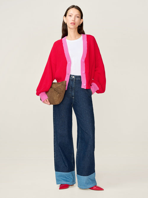 Hopper Cardigan in Red