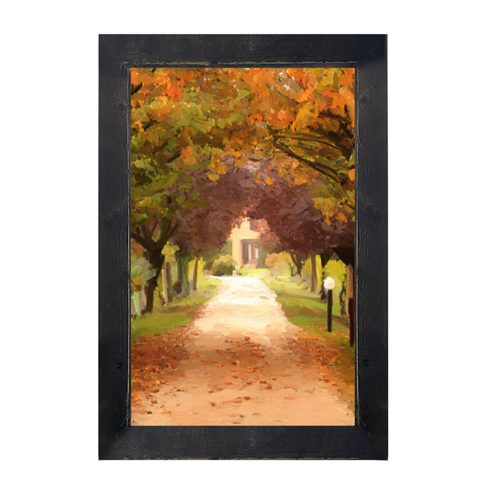 Leaves on sidewalk