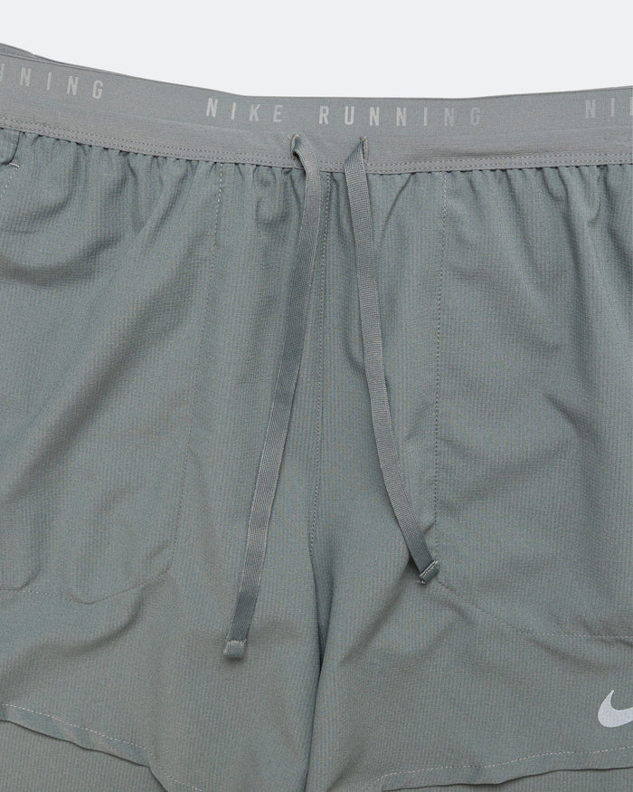 Mens Dri-FIT Stride 5in Brief Lined Running Shorts - Smoke Grey/Reflective Silver