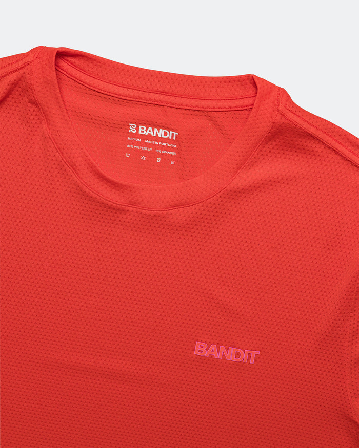 Mens Micromesh Short Sleeve Run Tee - Poppy