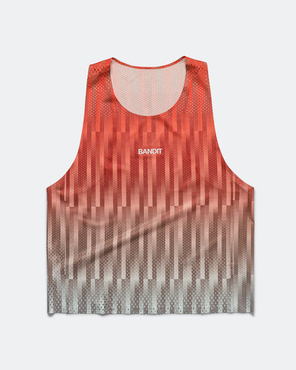 Mens Shredder Shorty Race Singlet - Unveven Gradient - Poppy