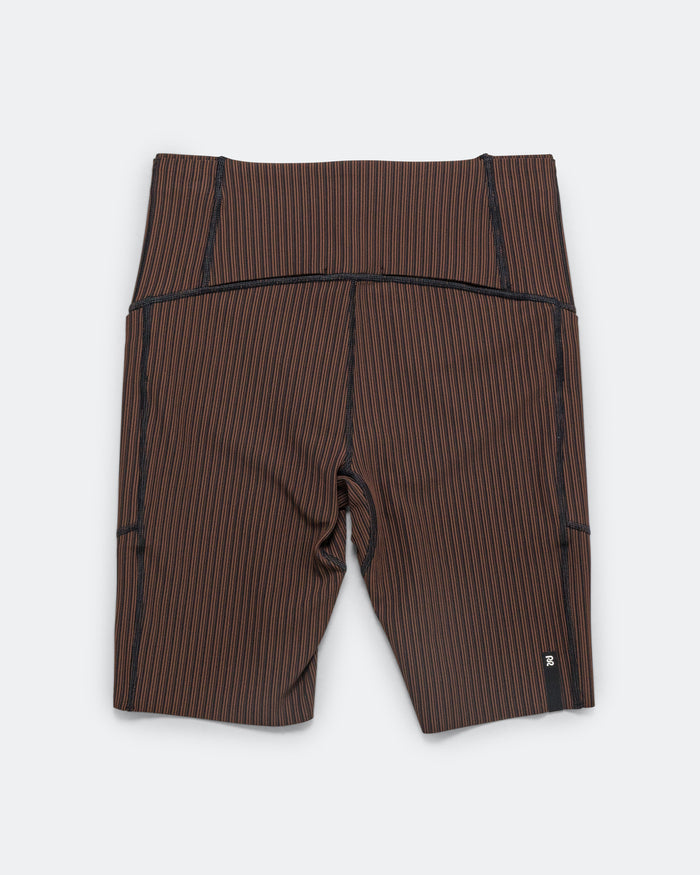 Mens Striped Cadence 7 Pocket Lined Half Tights - Cacao/Black