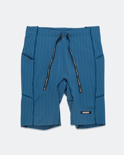 Mens Striped Cadence 7 Pocket Lined Half Tights - Ink Blue/Aegean