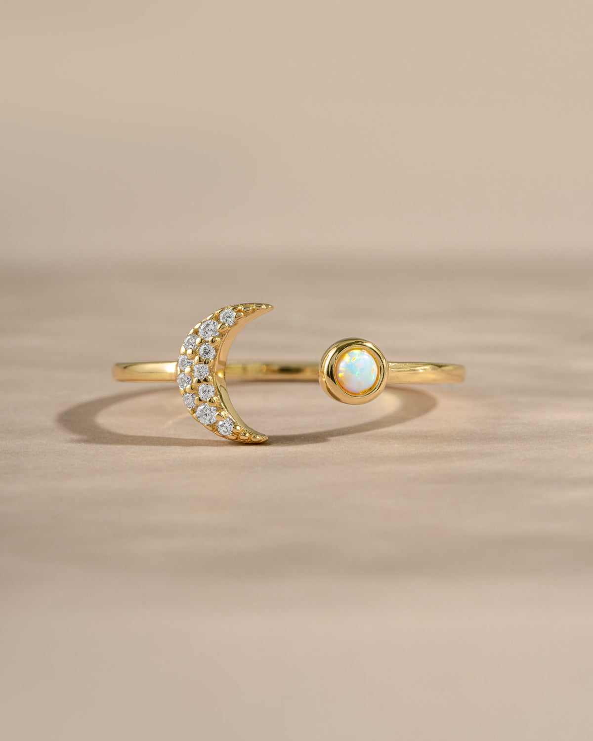 Opal & CZ Moon Ring