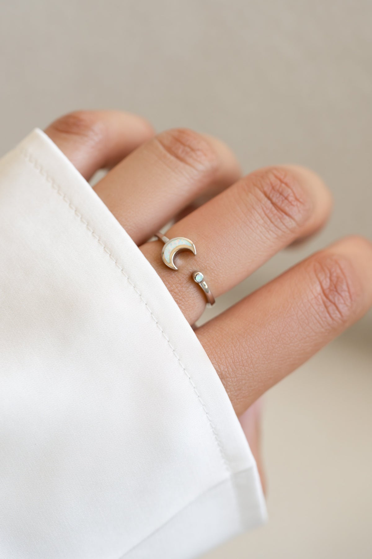 Opal Moon Ring