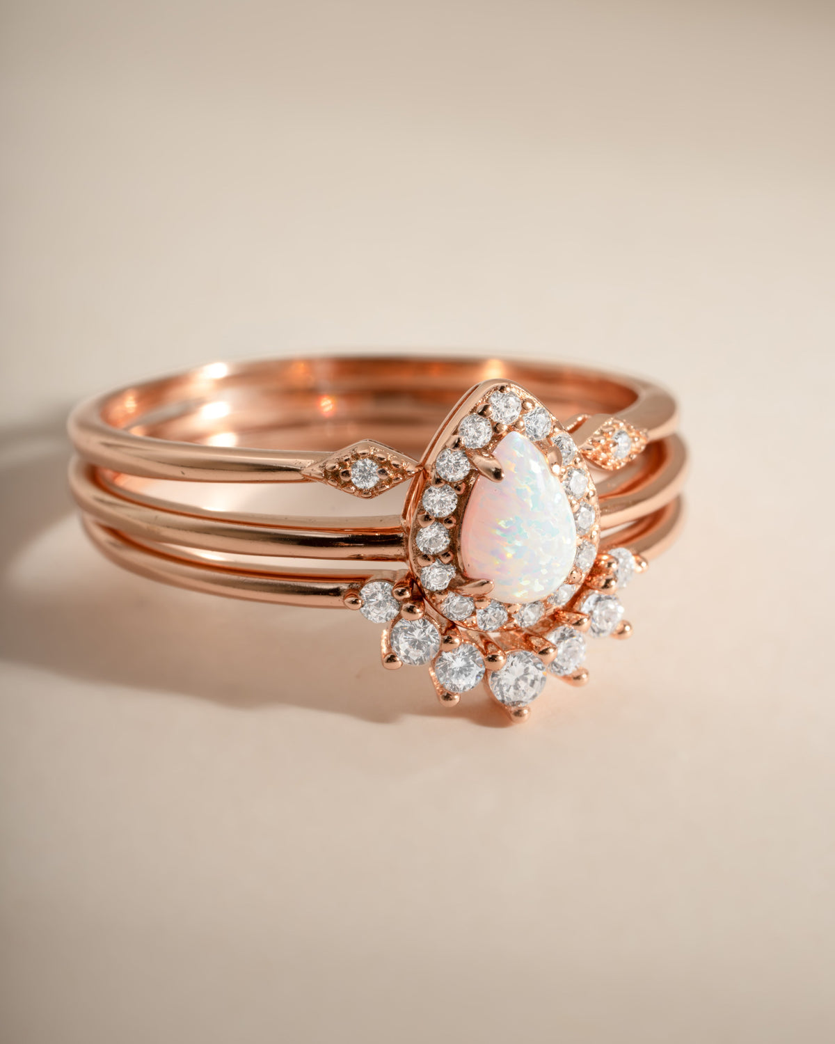 Pear Opal Ring Set