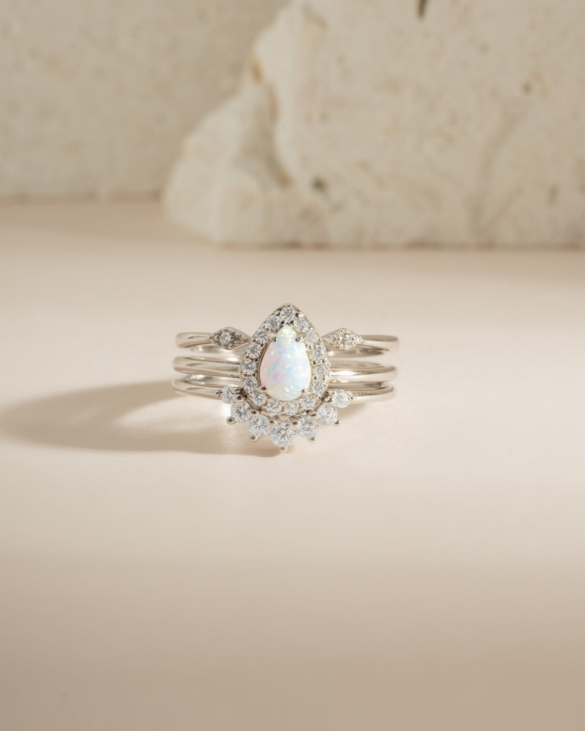 Pear Opal Ring Set
