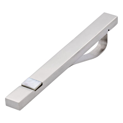 Polished Stainless Steel and Mother of Pearl Tie Slide 50MM