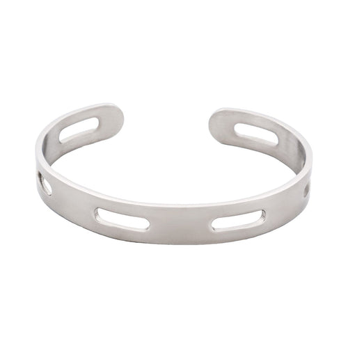 Polished Stainless Steel Cutout Design Cuff & Bangle