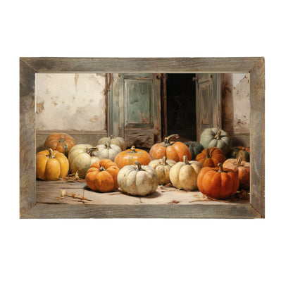 Pumpkins in a doorway