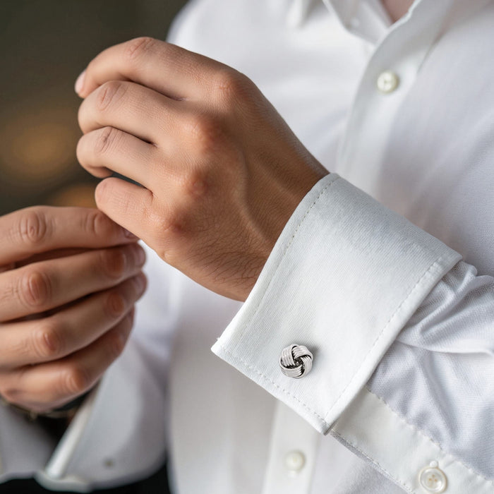 Rhodium Plated Knot Cufflinks