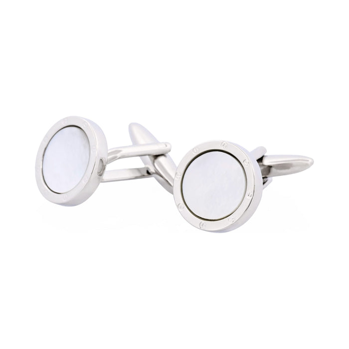 Rhodium Plated & Round Mop Cufflinks with Screws