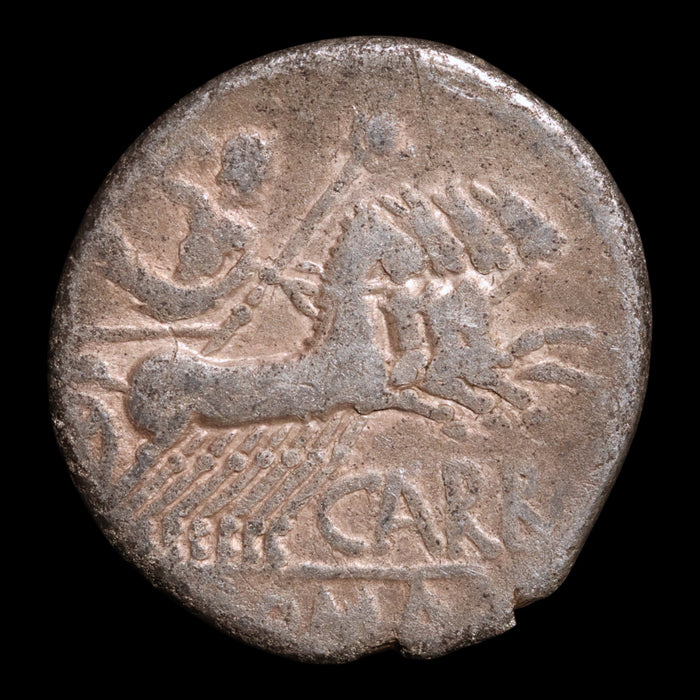 Roman Republic, Cn. Papirius Carbo, AR Denarius, Roma & Jupiter - 121 BCE - Roman Republic