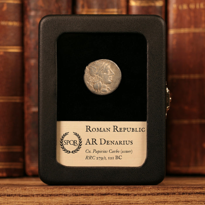 Roman Republic, Cn. Papirius Carbo, AR Denarius, Roma & Jupiter - 121 BCE - Roman Republic