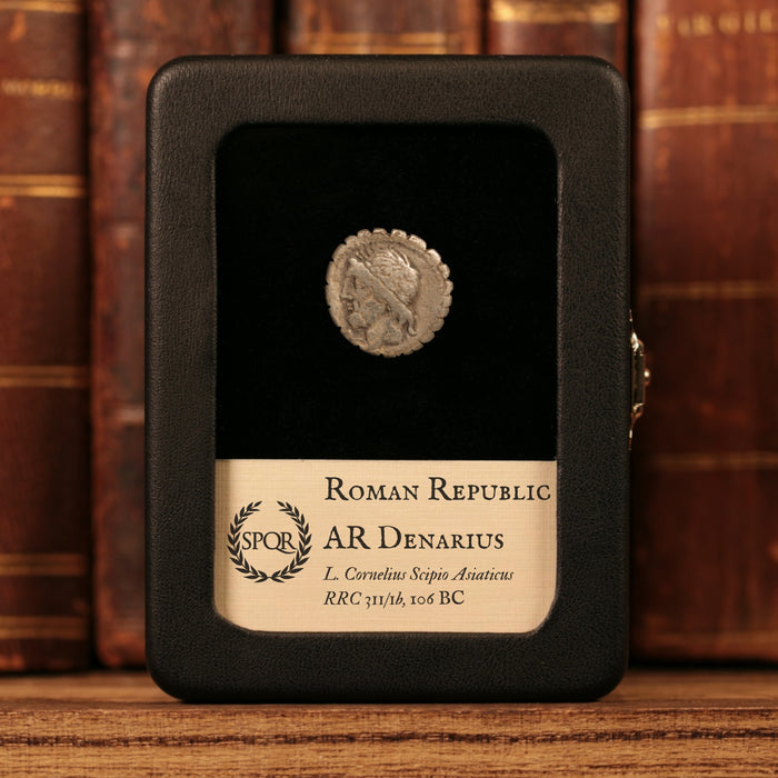 Roman Republic, L. Cornelius Scipio Asiaticus, AR Denarius, Jupiter (God of Sky & Thunder) - 106 BCE - Roman Republic