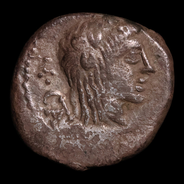 Roman Republic, M. Porcius Cato, AR Quinarius, Liber (God of Wine) - 89 BCE - Roman Republic