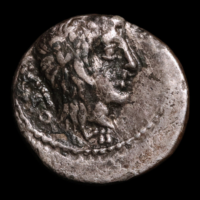 Roman Republic, M. Porcius Cato, AR Quinarius, Liber (God of Wine) - 89 BCE - Roman Republic