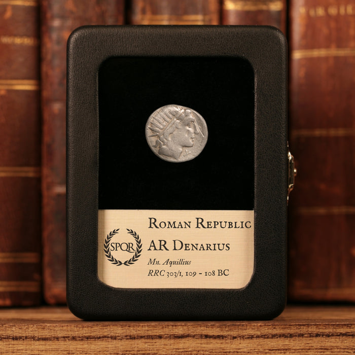 Roman Republic, Mn. Aquillius, AR Denarius, Sol & Luna (Sun and Moon) - 109 to 108 BCE - Roman Republic