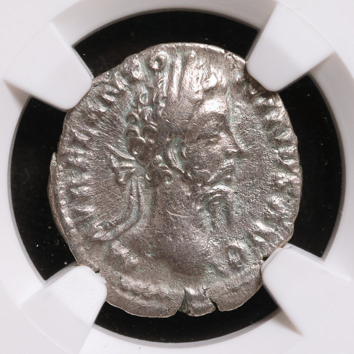Rome, Emperor Marcus Aurelius, AR Denarius, Mars (God of War) - 177 to 178 CE - NGC Certified