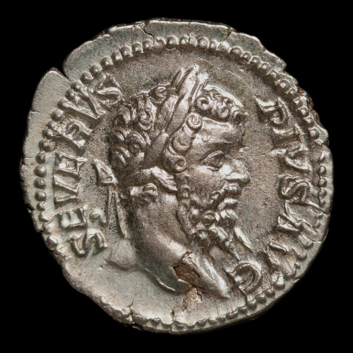 Rome, Emperor Septimius Severus, AR Denarius, Victory Reverse - 202 to 210 CE - Roman Empire
