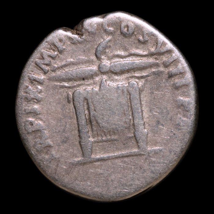 Rome, Emperor Titus, AR Denarius, Thunderbolt & Seat Reverse - 80 CE - Roman Empire