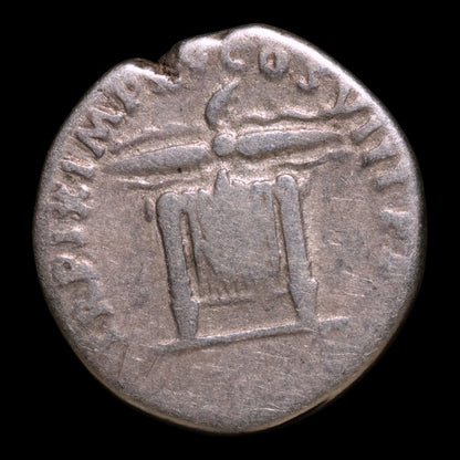 Rome, Emperor Titus, AR Denarius, Thunderbolt & Seat Reverse - 80 CE - Roman Empire