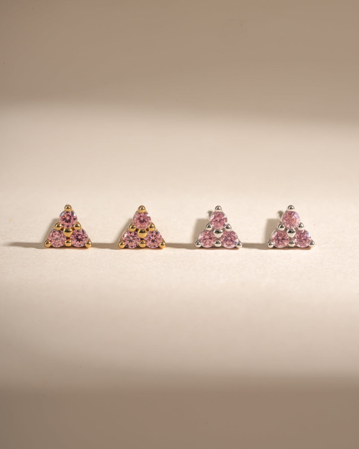 Tiny Rose 3 Stone Studs