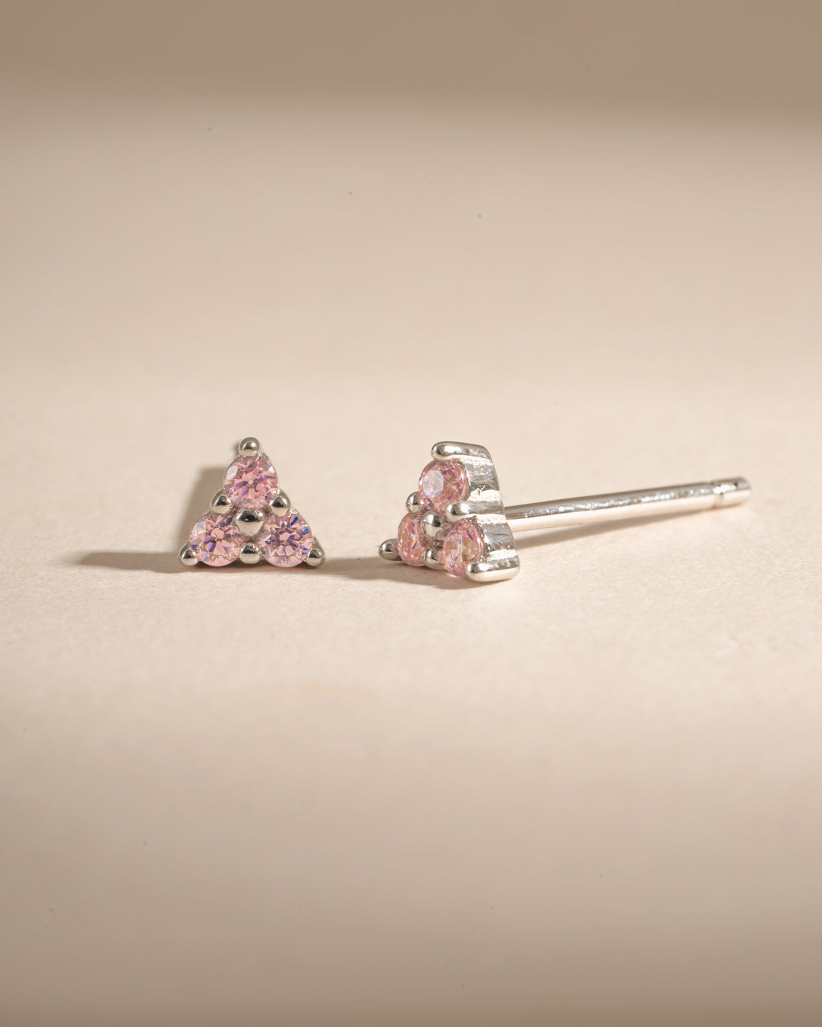 Tiny Rose 3 Stone Studs