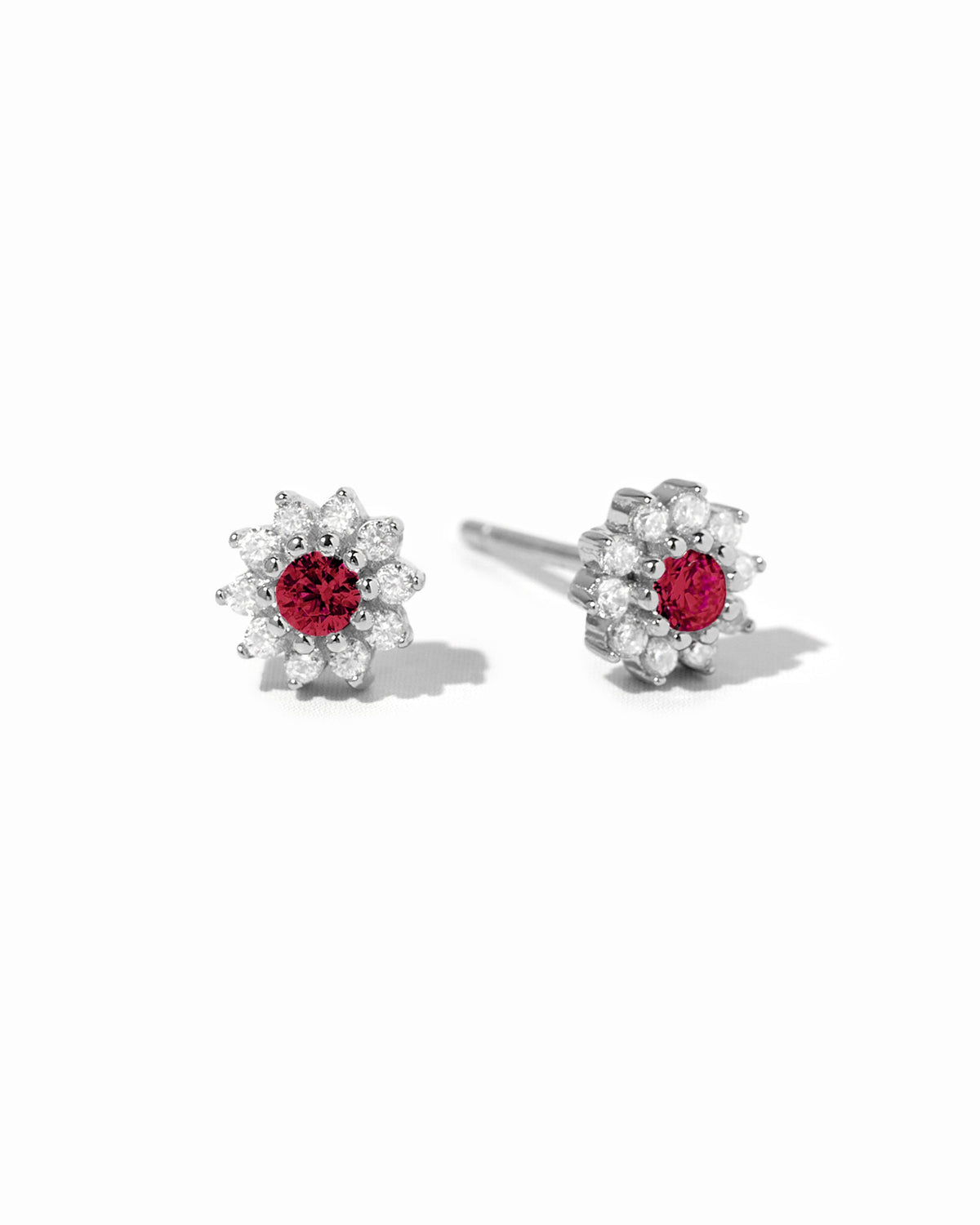 Ruby Dainty Flower Studs