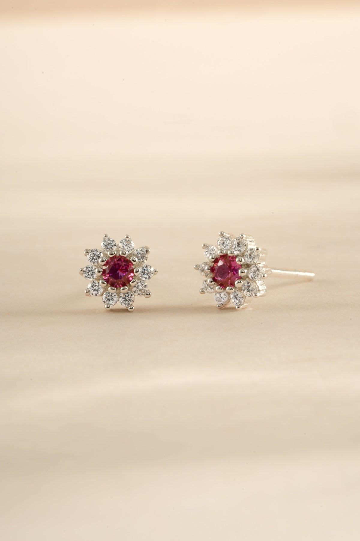 Ruby Dainty Flower Studs