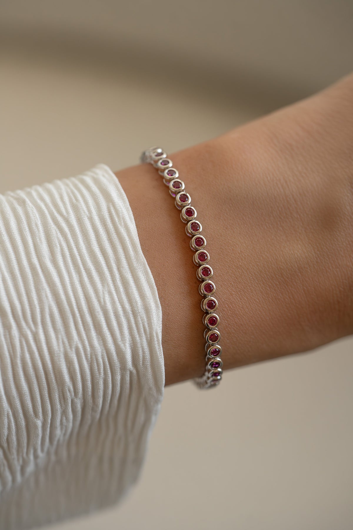 Ruby Bezel Tennis Bracelet