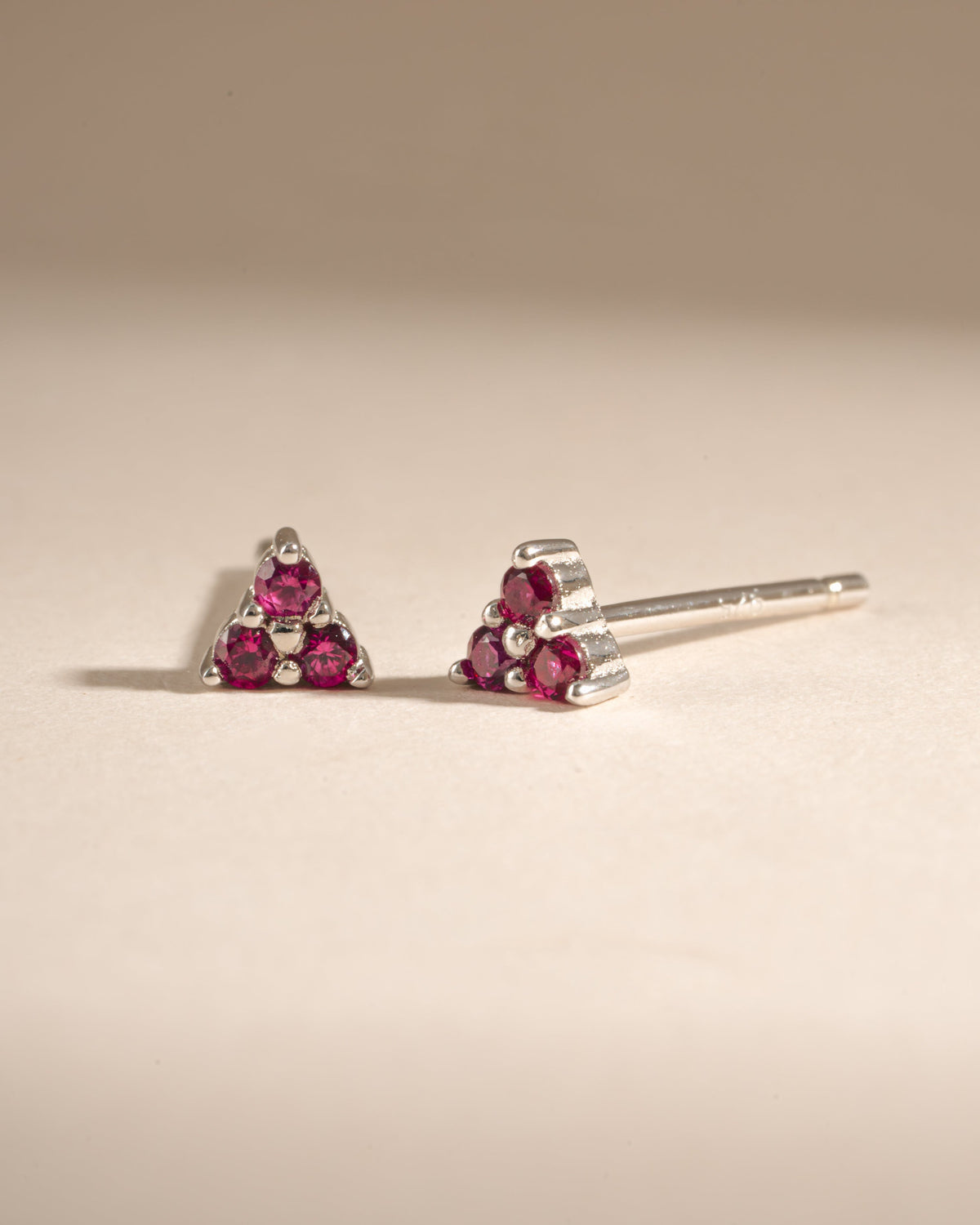 Tiny Ruby 3 Stone Studs