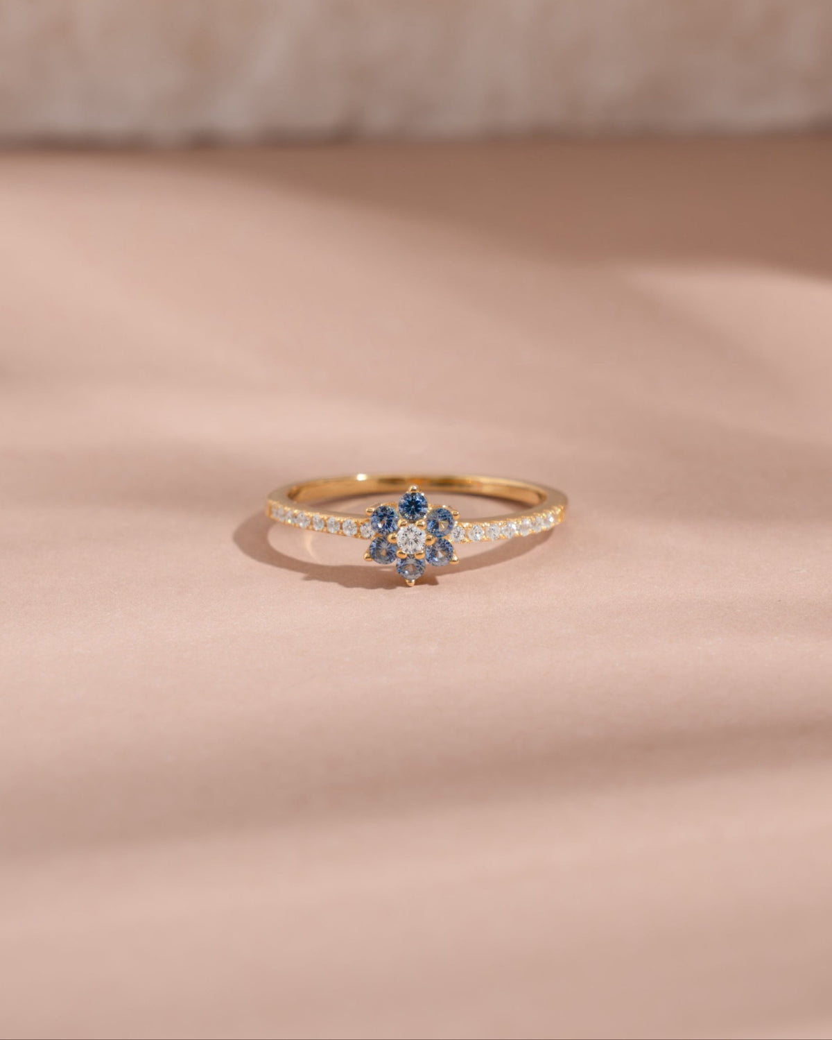 Aquamarine Flower Ring