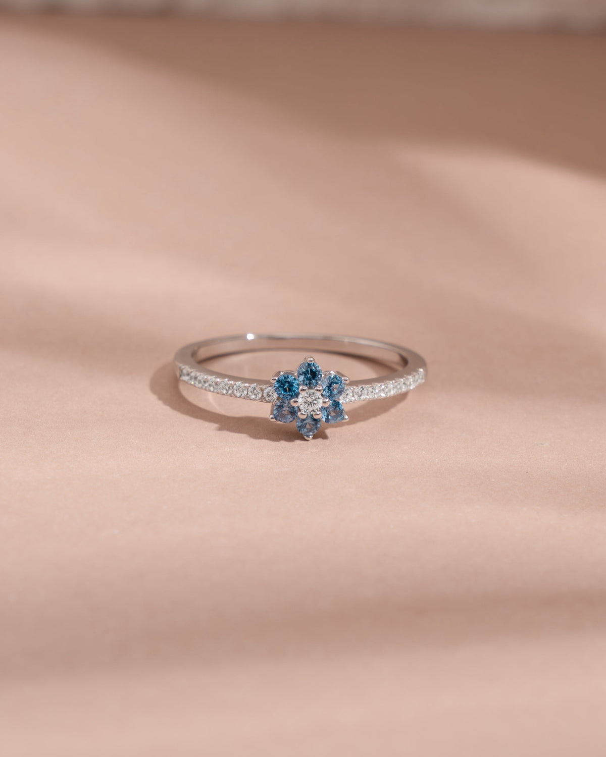 Aquamarine Flower Ring