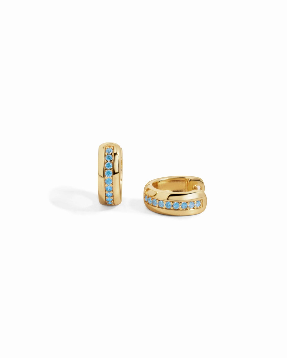 Stripe Aquamarine Huggie Earrings