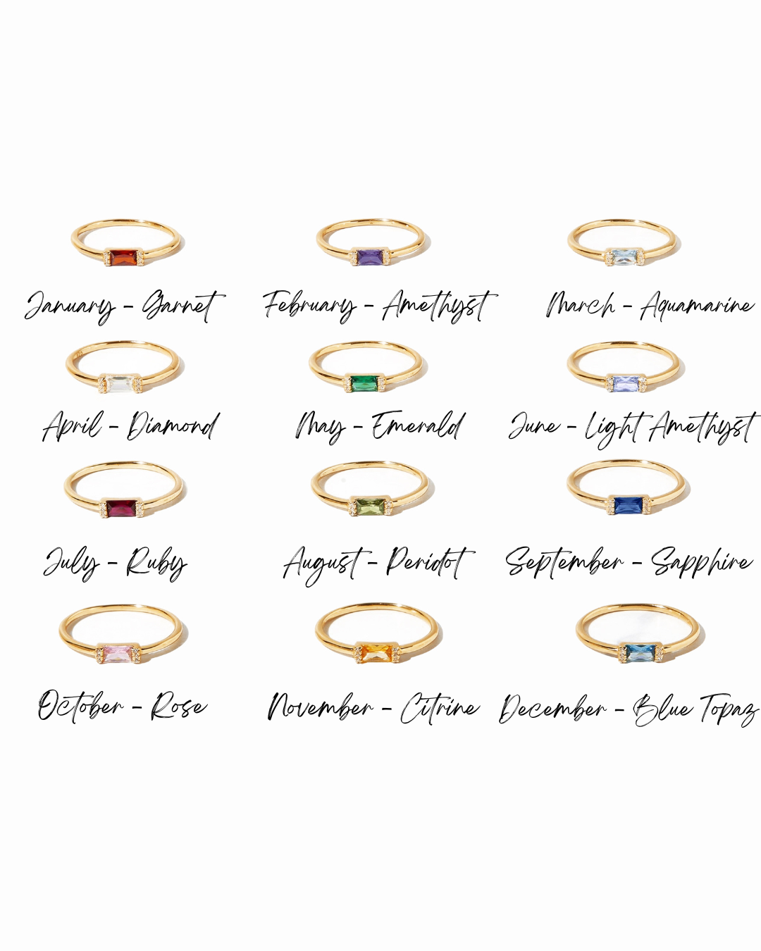 Rose Simple Baguette Ring