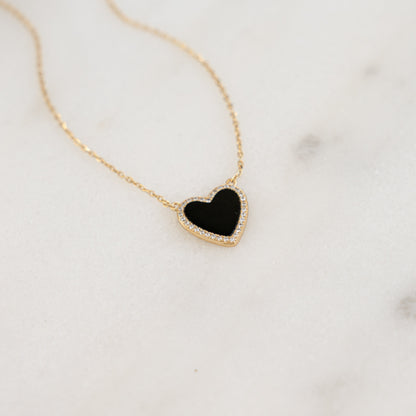 Black Onyx Heart Necklace