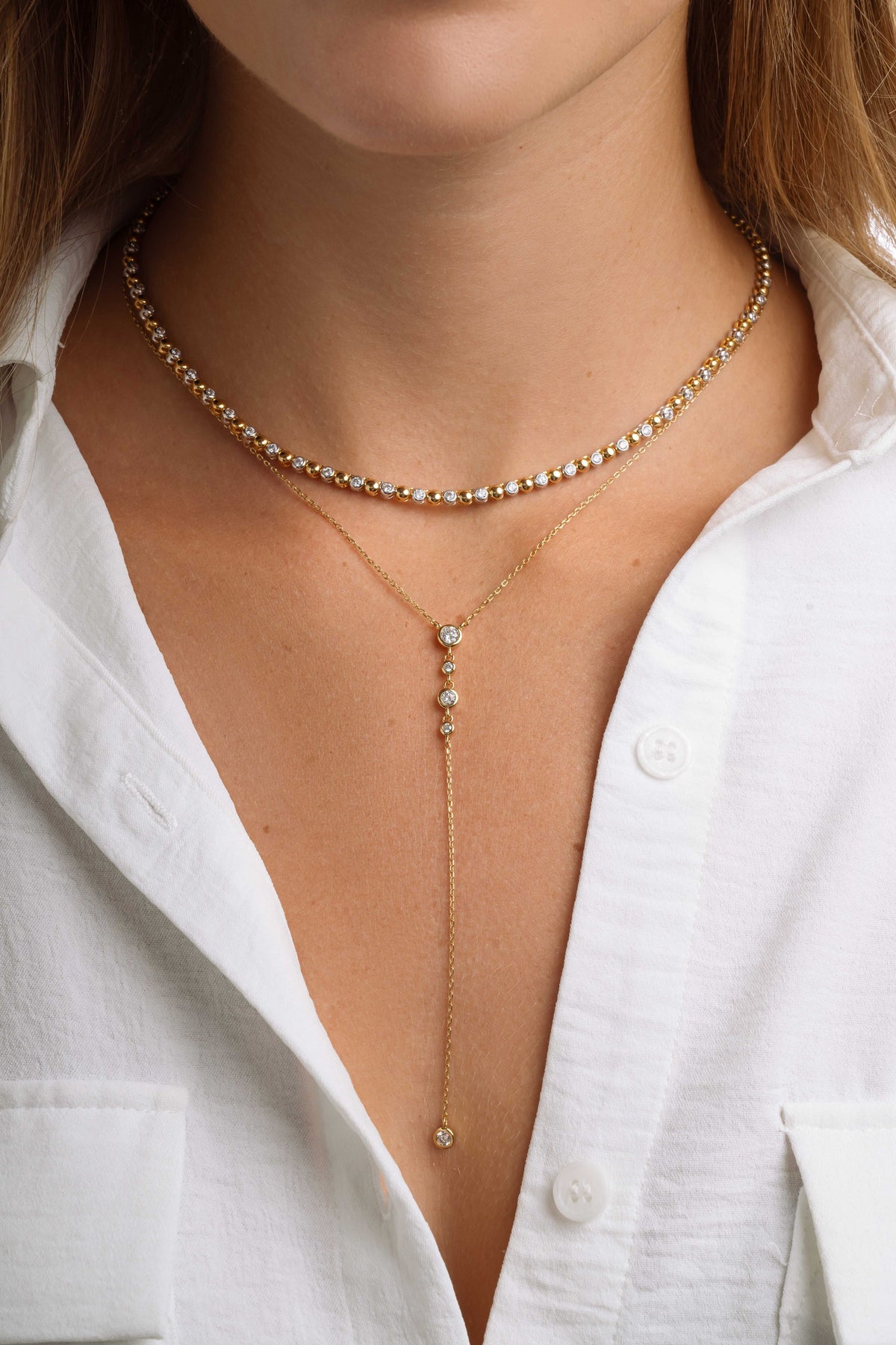 Bezel Lariat Necklace