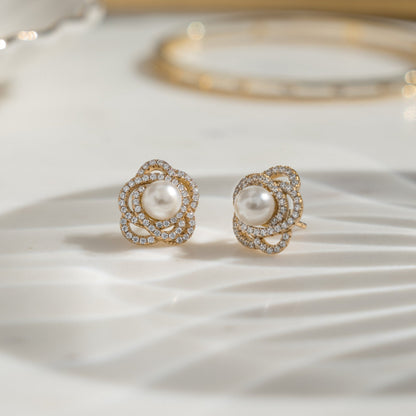 Pearl Flower Statement Studs