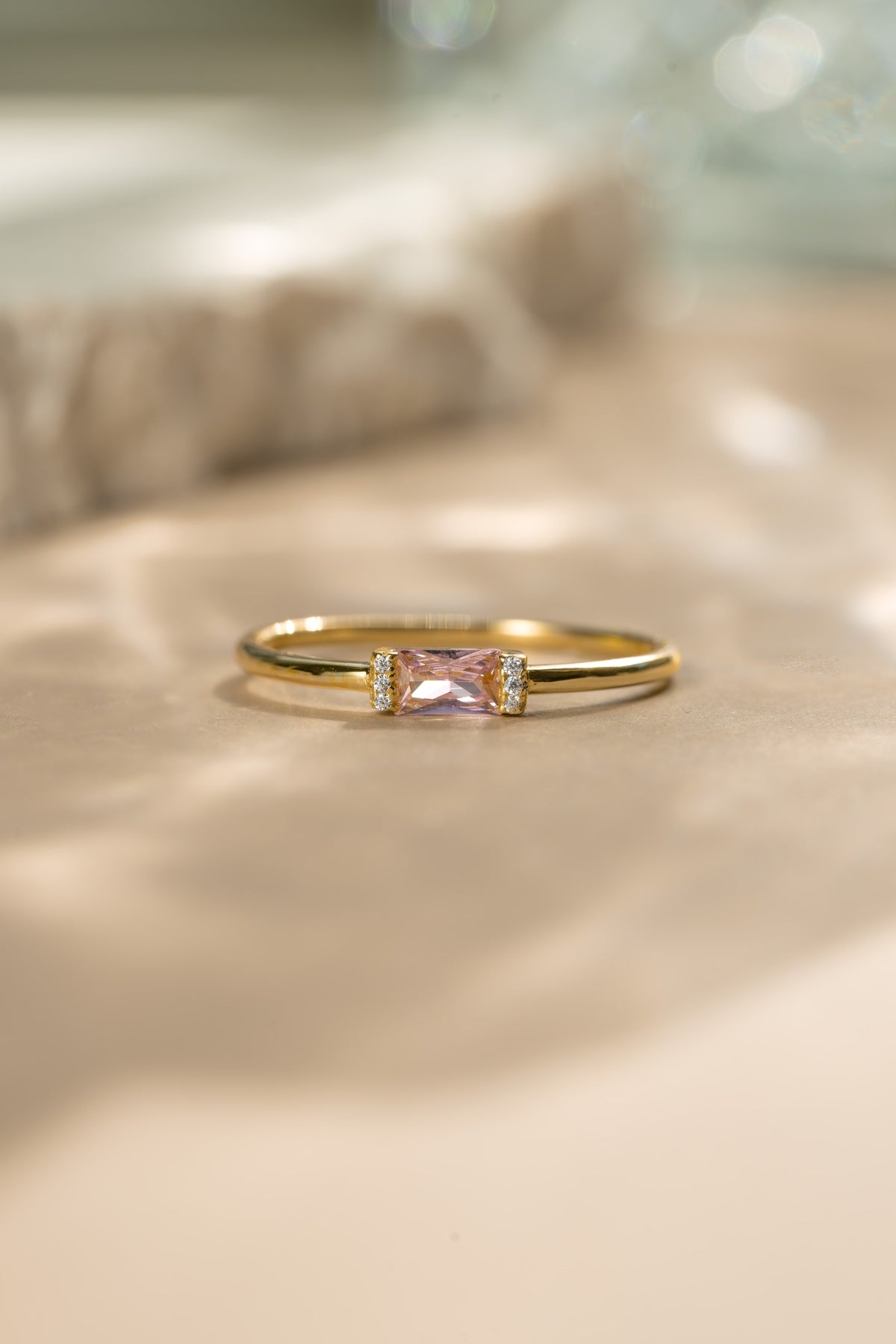 Rose Simple Baguette Ring
