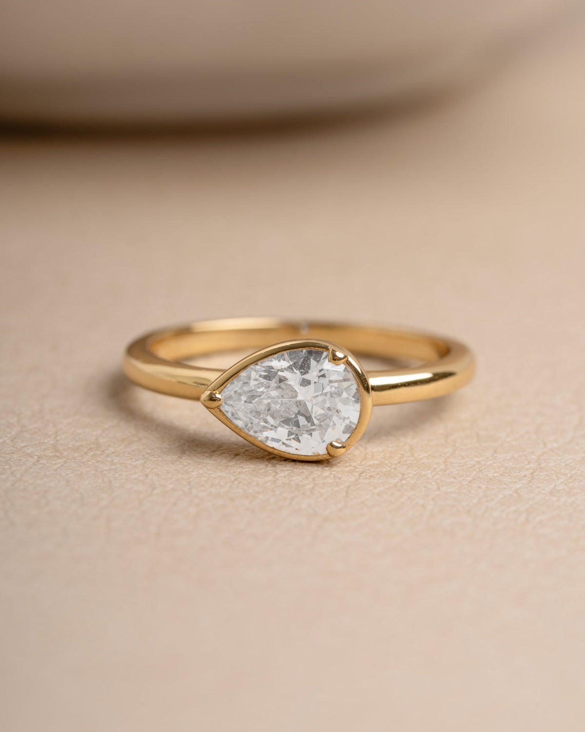 Sideways Bezel Pear Ring