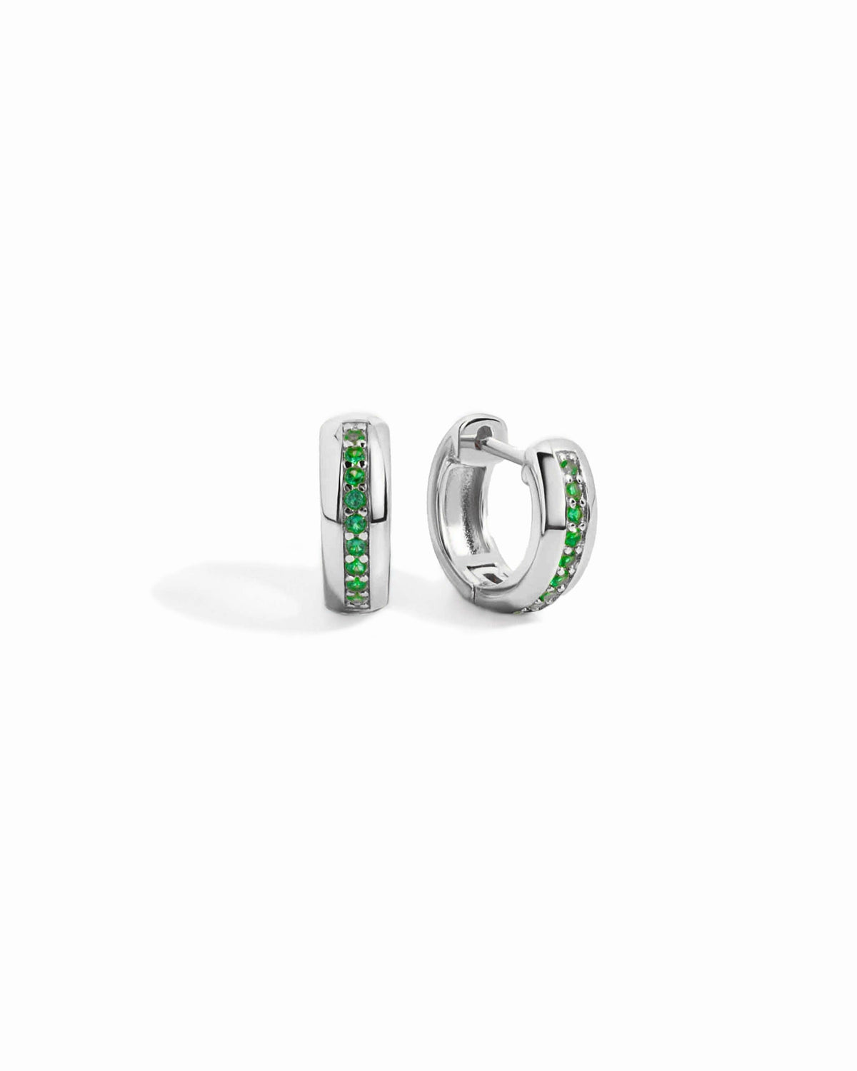 Stripe Emerald Huggie Earrings
