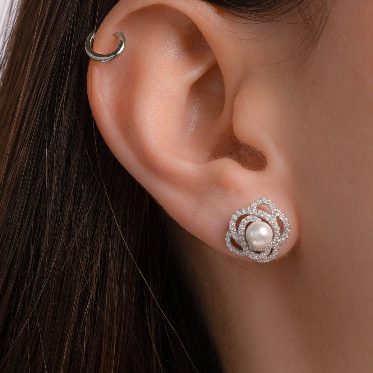 Pearl Flower Statement Studs
