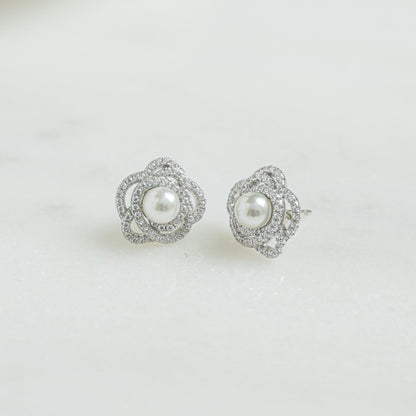 Pearl Flower Statement Studs