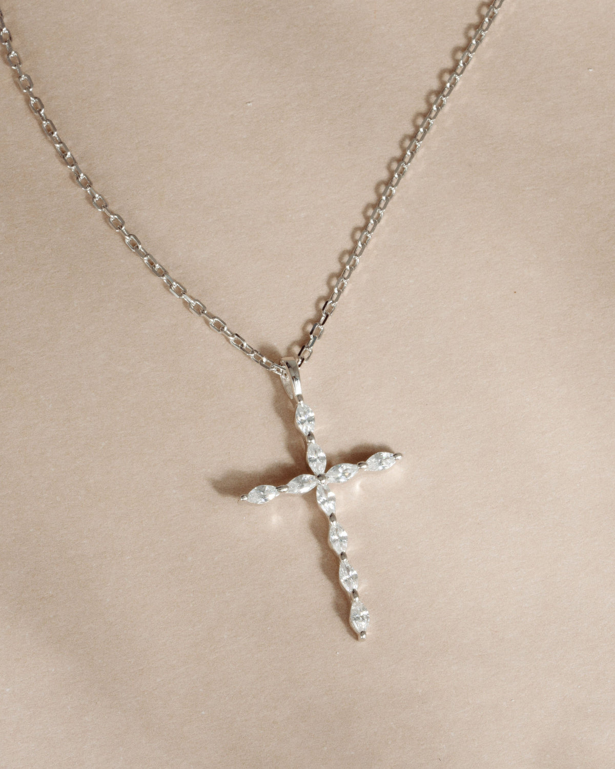 Marquise Cut Cross Necklace