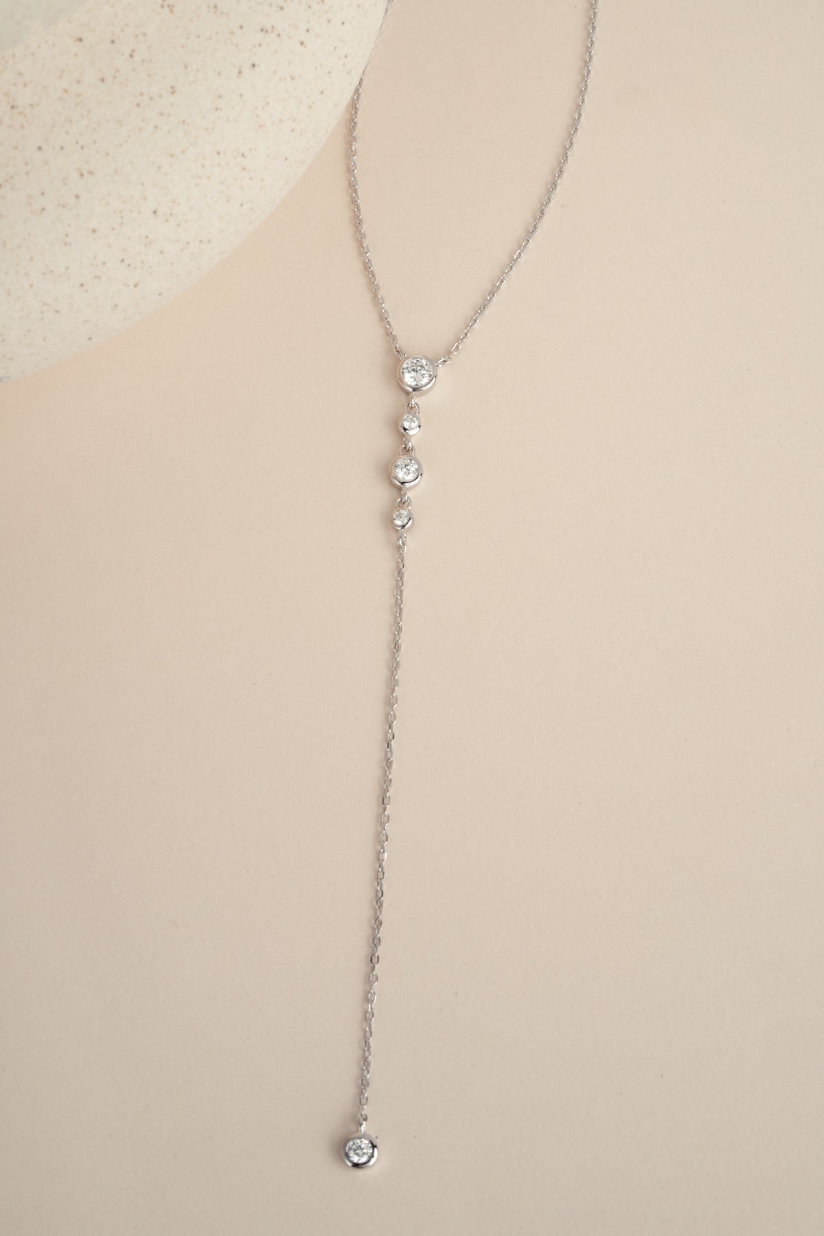 Bezel Lariat Necklace